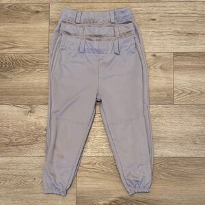 Bundle of 3 Easton Youth Large Baseball Pants, Grey